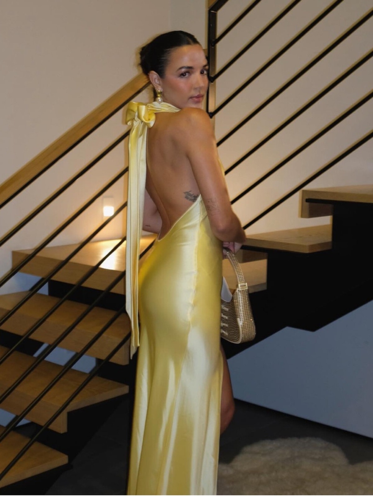 Sau Lee Penelope Backless Satin Gown In Popcorn Yellow 10